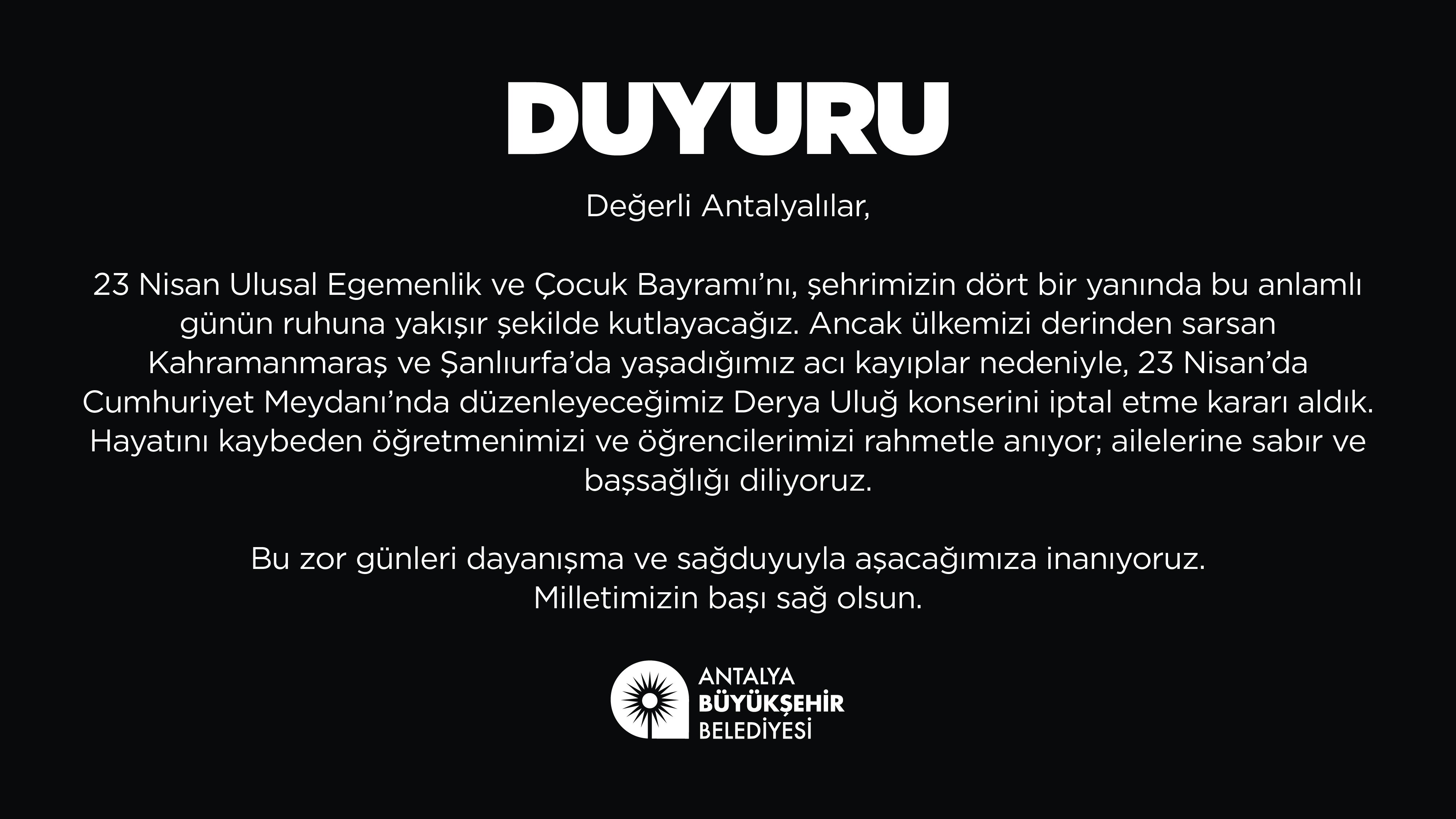 Derya Uluğ konseri iptal edildi - Toros Gazetesi