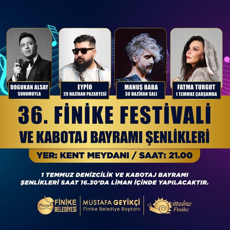 36. Finike Festivali ve Kabotaj Bayramı Şenlikleri Başlıyor - Toros Gazetesi